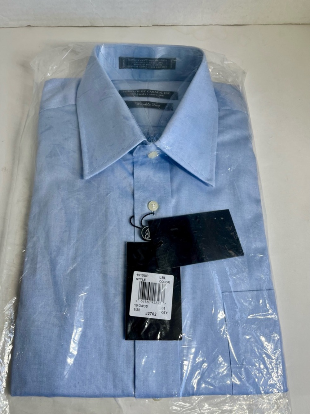 (BRAND NEW) FORSYTH OF CANADA MEN'S LIGHT BLUE DRESS SHIRT 16 34/35
